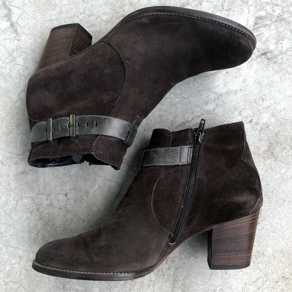 Paul Green Ankle Boots Booties Brown Suede Heeled Size UK 6.5 US 9 - Picture 2 of 6